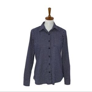QMack Navy with White Polka Dot Button Down Small